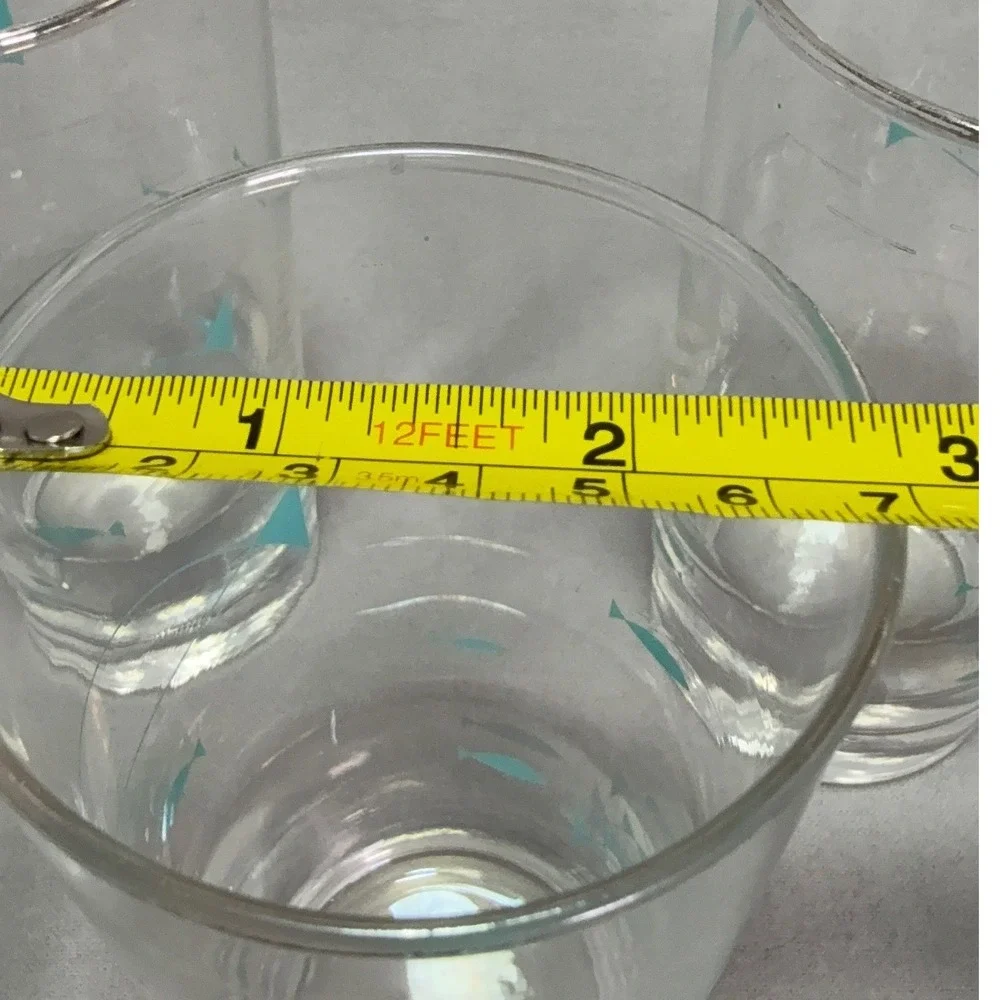 Libbey Mediterranean Atomic Fish Glass Tumblers Aqua MCM Drinking Glass Set of 5